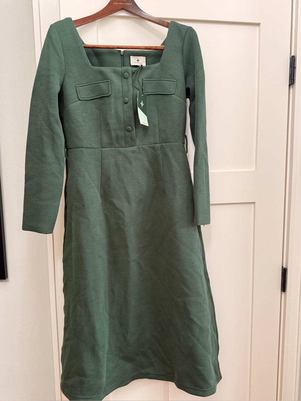 Tuckernuck Olive Green Long-Sleeve Square Neck Dress